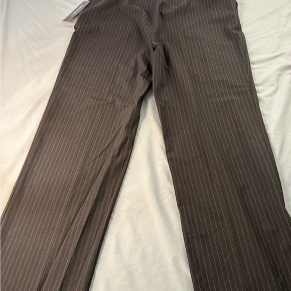 Lafayette 148 New York Brown Pinstripe Wide Leg Pants - Picture 8 of 8